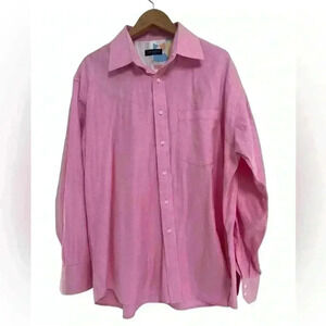 TED BAKER London Pink Textured Button down Dress Shirt Flip Cuff Size 17.5